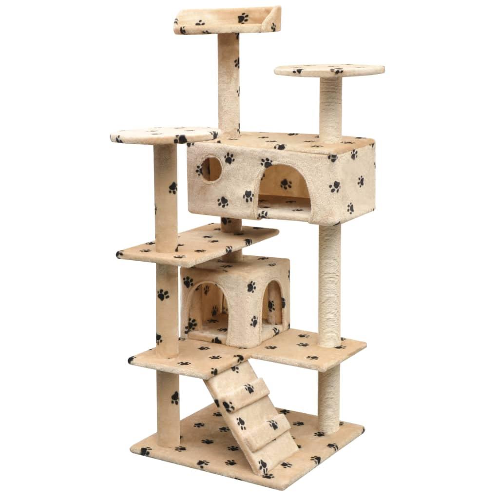 Kradsetræ med sisal til katte 125 cm poteprint beige
