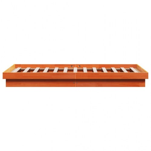 Sengeramme med LED-lys 200x200 cm - massivt fyrretræ, gyldenbrun