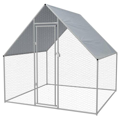 Udendørs hønsebur galvaniseret stål 2 x 2 x 1,92 m