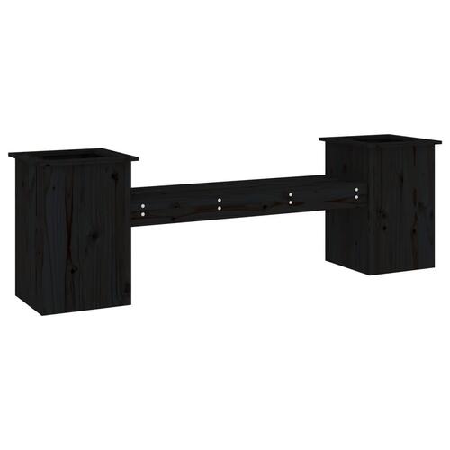 Bænk med plantekasser 184,5x39,5x56,5 cm massivt fyrretræ sort