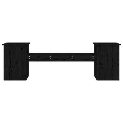Bænk med plantekasser 184,5x39,5x56,5 cm massivt fyrretræ sort