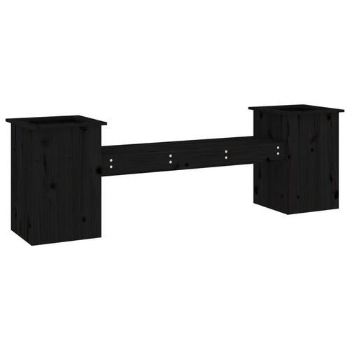 Bænk med plantekasser 184,5x39,5x56,5 cm massivt fyrretræ sort