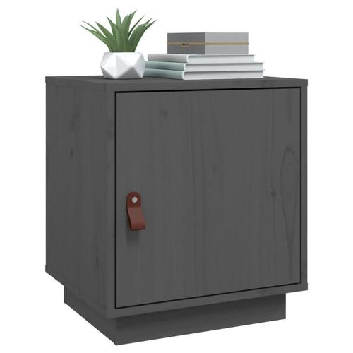 Sengeborde 2 stk. 40x34x45 cm massivt fyrretræ grå