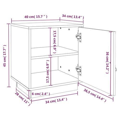 Sengeborde 2 stk. 40x34x45 cm massivt fyrretræ grå