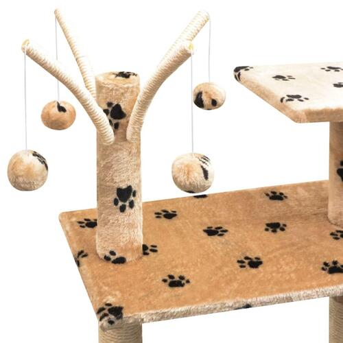 Kradsetræ med sisal til katte 125 cm poteprint beige