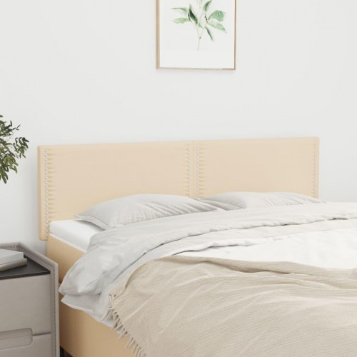 Sengegavl i stof med nitter - 144×5×78/88 cm, cremefarvet