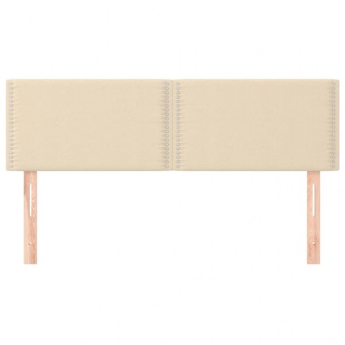 Sengegavl i stof med nitter - 144×5×78/88 cm, cremefarvet