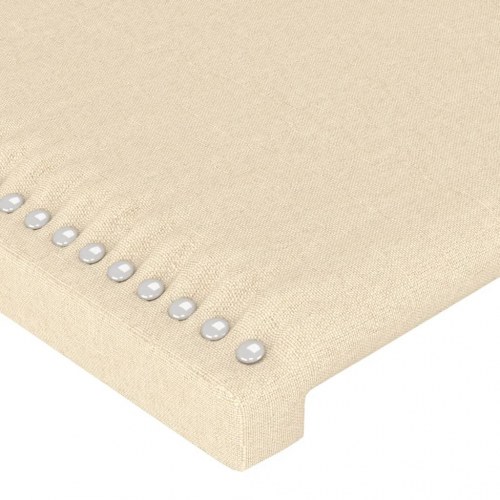 Sengegavl i stof med nitter - 144×5×78/88 cm, cremefarvet