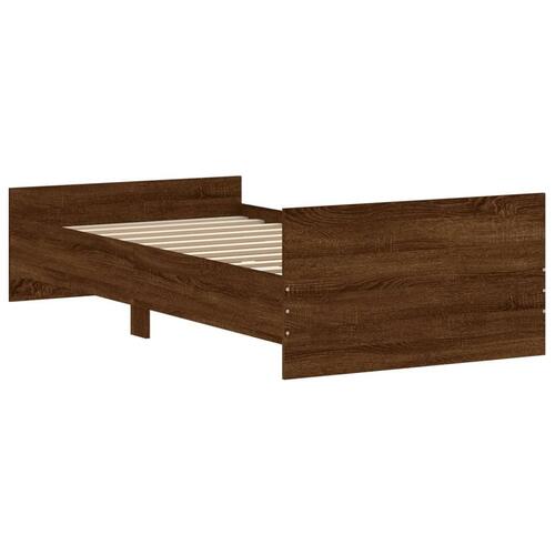 Sengeramme 90x200 cm konstrueret træ brun egetræsfarve