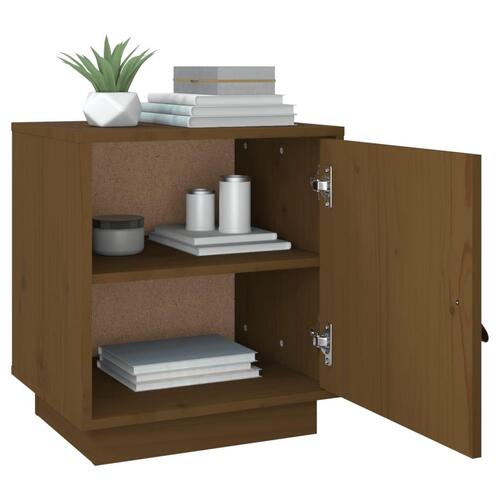 Sengeborde 2 stk. 40x34x45 cm massivt fyrretræ gyldenbrun