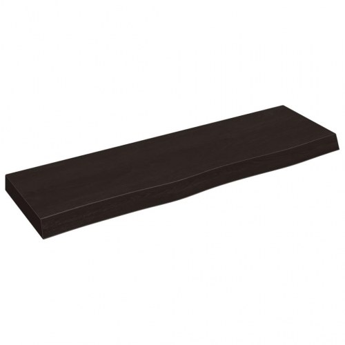 Væghylde 100x30x(2-6) cm behandlet massivt egetræ mørkebrun
