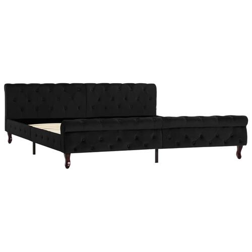 Sengestel 200x200 cm fløjl sort