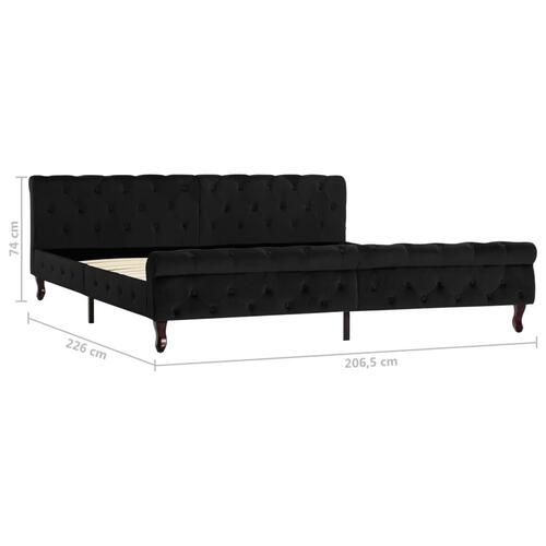Sengestel 200x200 cm fløjl sort