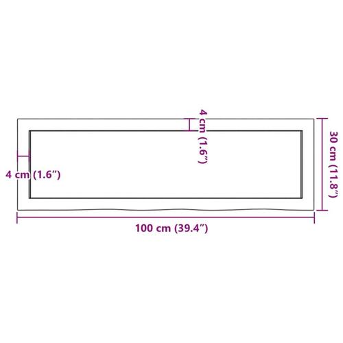 Væghylde 100x30x(2-6) cm behandlet massivt egetræ mørkebrun