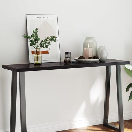 Bordplade 140x40x(2-4) cm naturlig kant behandlet træ mørkebrun
