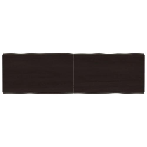 Bordplade 140x40x(2-4) cm naturlig kant behandlet træ mørkebrun
