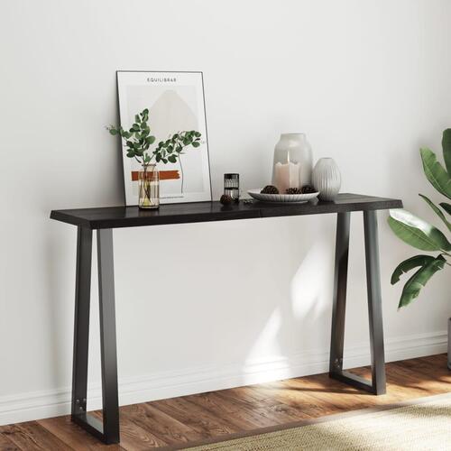 Bordplade 140x40x(2-4) cm naturlig kant behandlet træ mørkebrun
