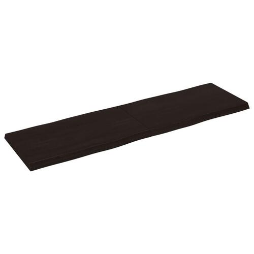 Bordplade 140x40x(2-4) cm naturlig kant behandlet træ mørkebrun