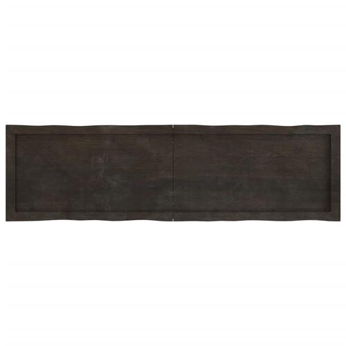 Bordplade 140x40x(2-4) cm naturlig kant behandlet træ mørkebrun