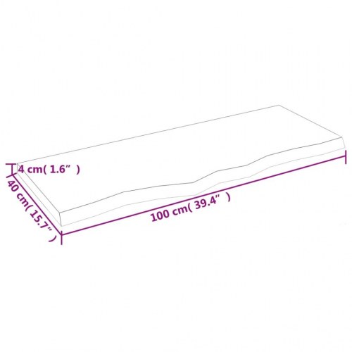 Væghylde 100x40x(2-4) cm behandlet massivt egetræ mørkebrun