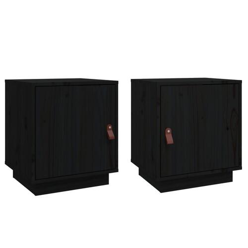 Sengeborde 2 stk. 40x34x45 cm massivt fyrretræ sort