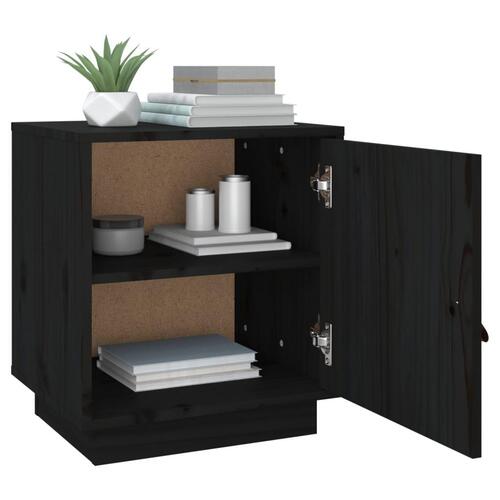 Sengeborde 2 stk. 40x34x45 cm massivt fyrretræ sort