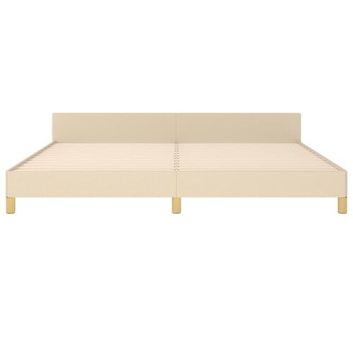 Sengeramme med sengegavl 200x200 cm stof cremefarvet