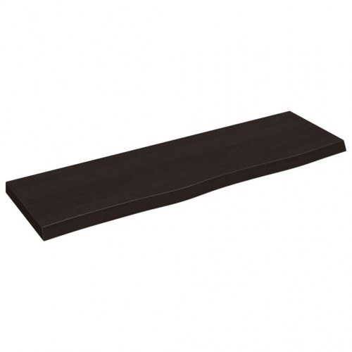 Væghylde i massivt egetræ 100×30×(2-4) cm - mørkebrun, naturlig kant