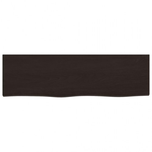 Væghylde i massivt egetræ 100×30×(2-4) cm - mørkebrun, naturlig kant