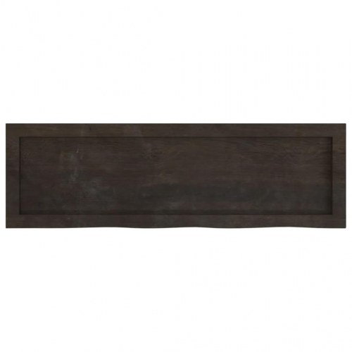 Væghylde i massivt egetræ 100×30×(2-4) cm - mørkebrun, naturlig kant