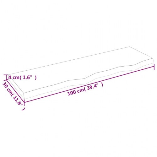 Væghylde i massivt egetræ 100×30×(2-4) cm - mørkebrun, naturlig kant