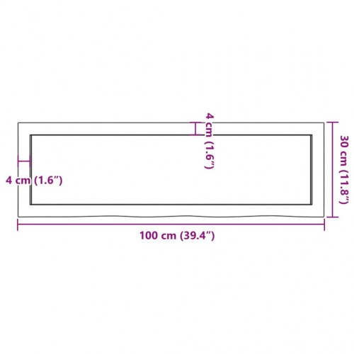 Væghylde i massivt egetræ 100×30×(2-4) cm - mørkebrun, naturlig kant