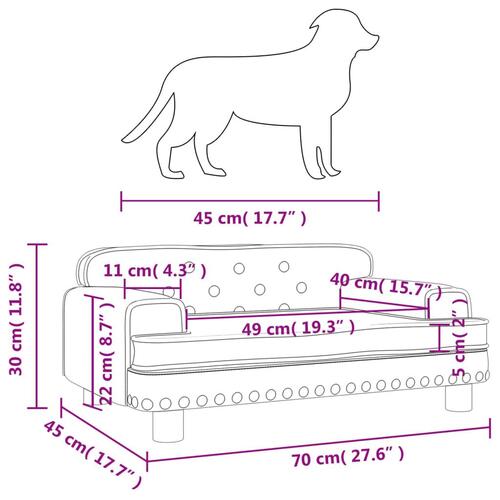 Hundeseng 70x45x30 cm velour cremefarvet