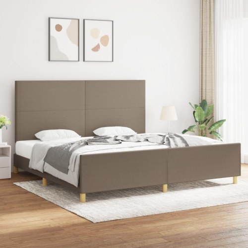 Sengeramme med sengegavl 200x200 cm - stof, gråbrun