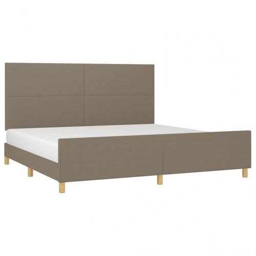 Sengeramme med sengegavl 200x200 cm - stof, gråbrun