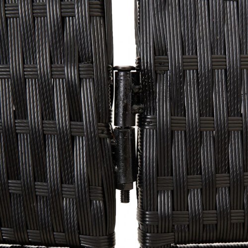 Rumdeler med 3 paneler i polyrattan - sort, foldbar skærm 147 × 180 cm
