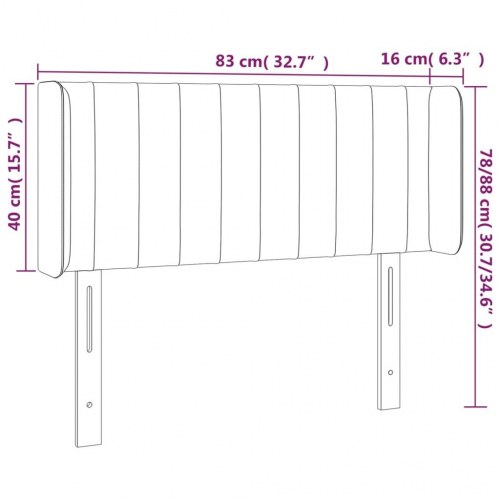 Sengegavl med LED-lys - 83×16×78/88 cm, stof, lysegrå