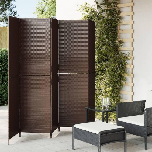 Rumdeler i polyrattan - 5 paneler, brun