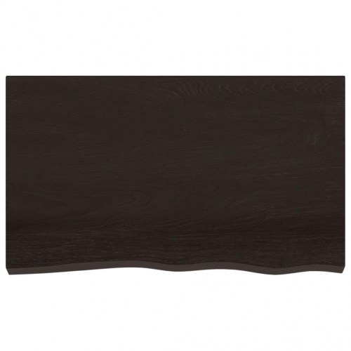 Væghylde i massivt egetræ 100×60×(2-6) cm - mørkebrun, naturlig kant