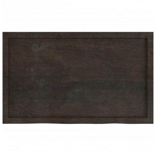 Væghylde i massivt egetræ 100×60×(2-6) cm - mørkebrun, naturlig kant