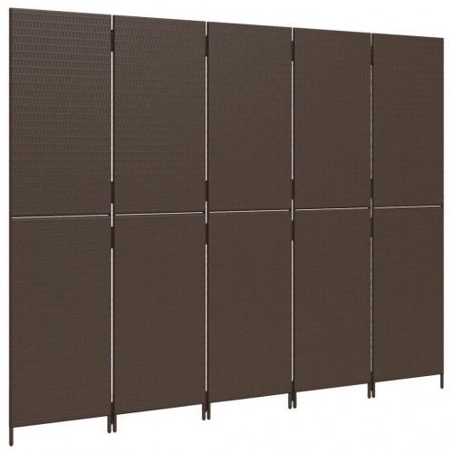 Rumdeler i polyrattan - 5 paneler, brun
