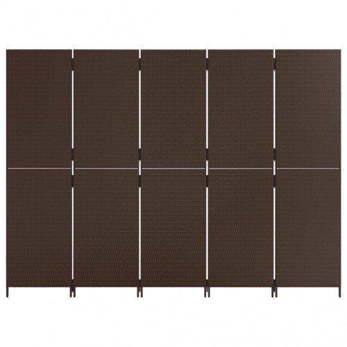 Rumdeler i polyrattan - 5 paneler, brun