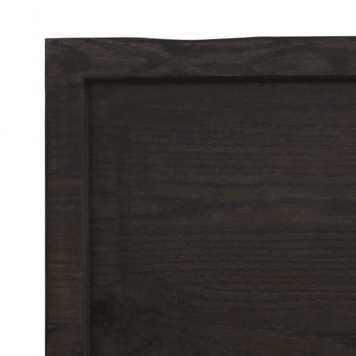 Væghylde i massivt egetræ 100×60×(2-6) cm - mørkebrun, naturlig kant