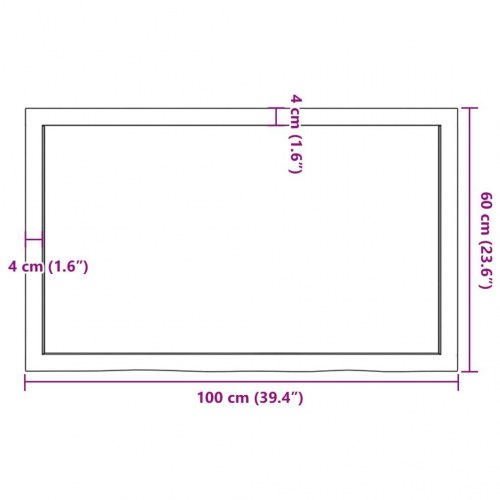 Væghylde i massivt egetræ 100×60×(2-6) cm - mørkebrun, naturlig kant