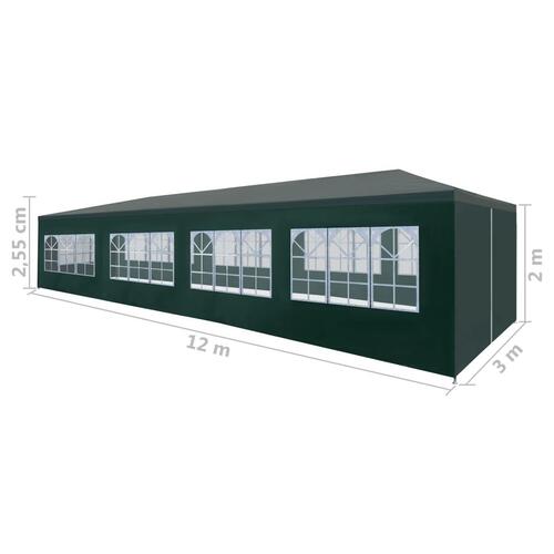 Festtelt 3 x 12 m grøn