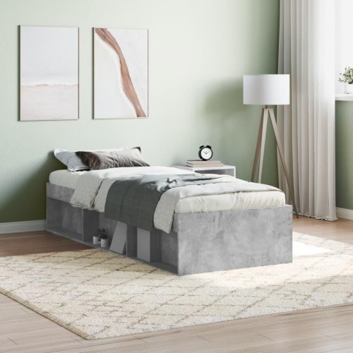 Sengeramme 75×190 cm - betongrå med opbevaring
