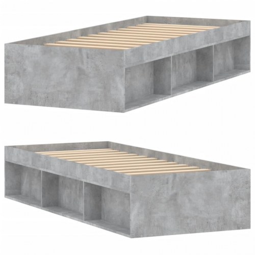Sengeramme 75×190 cm - betongrå med opbevaring