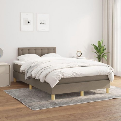 Kontinentalseng med madras 120x190 cm - stof, gråbrun