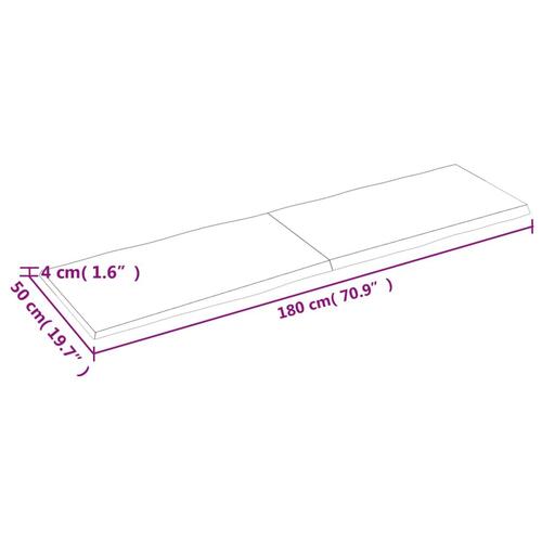 Bordplade 180x50x(2-4) cm naturlig kant behandlet træ mørkebrun