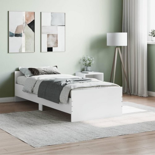 Sengeramme 75×190 cm - konstrueret træ, hvid